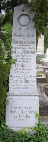 Binder Thomas 1842-1913 Fleischer Sofia 1847-1893 Grabstein
